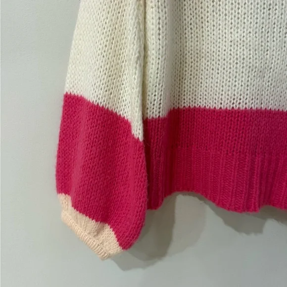 Lovers & Friends Lynn Sweater - Rose Pink Color Block Stripes - Size Small - Picture 10 of 12